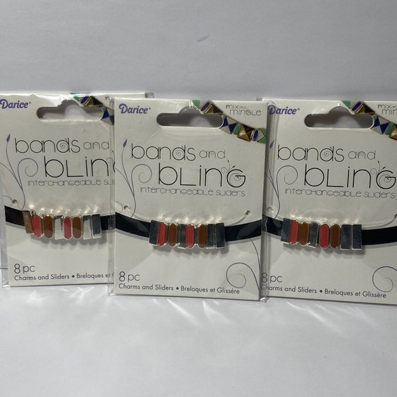 Jewelry Charm Sliders Brown Silver 3 Packs Mix and Mingle Darice Bands a Bling - Picture 1 of 12